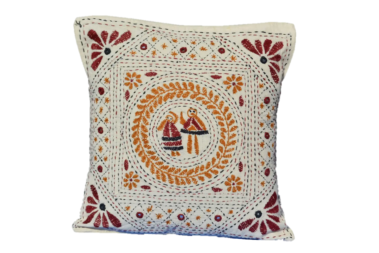 Hand Embroidered Artisanal Decorative Mirror Pillow