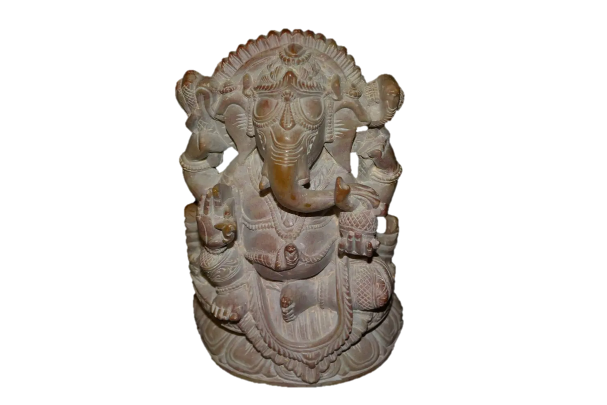 Handcrafted Sculpture Soapstone Elephant Head God Ganesha - Small