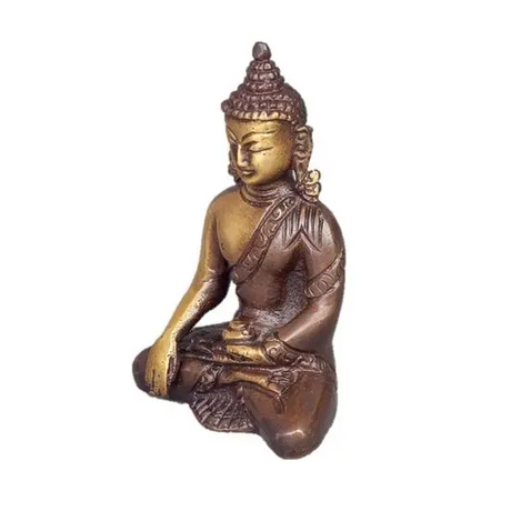 Sitting  Buddha in Meditation Pose two-tone color in Brass