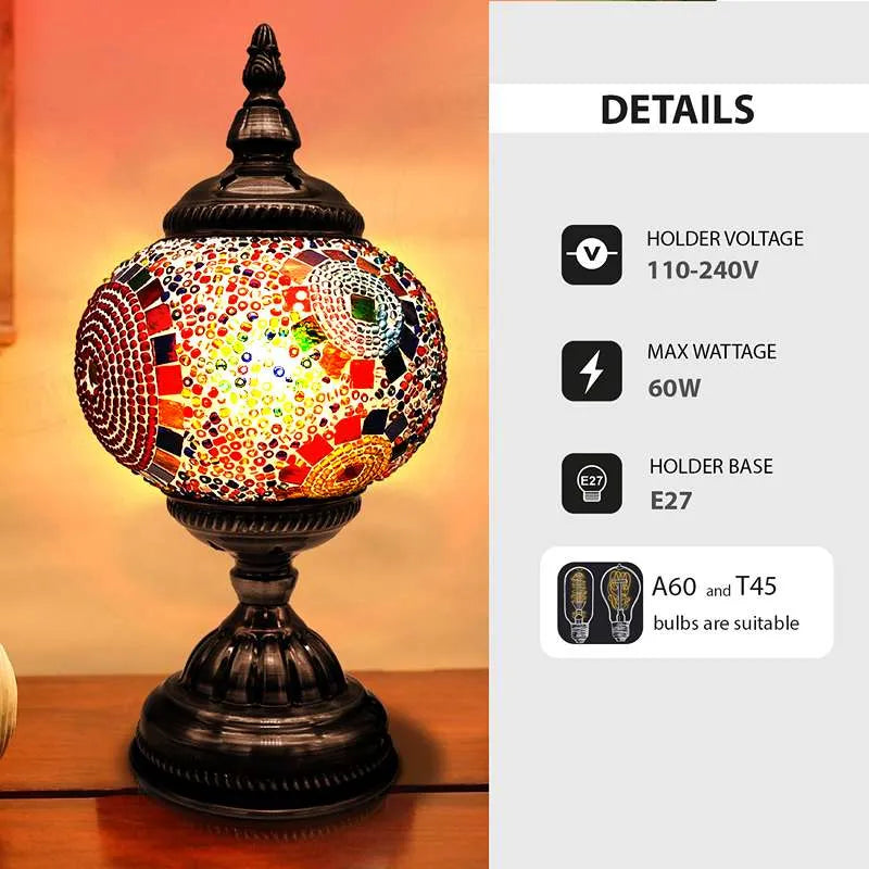 Turkish Moroccan Style Table Lamp Mosaic Glass Bedside Desk Table Lamp~4968