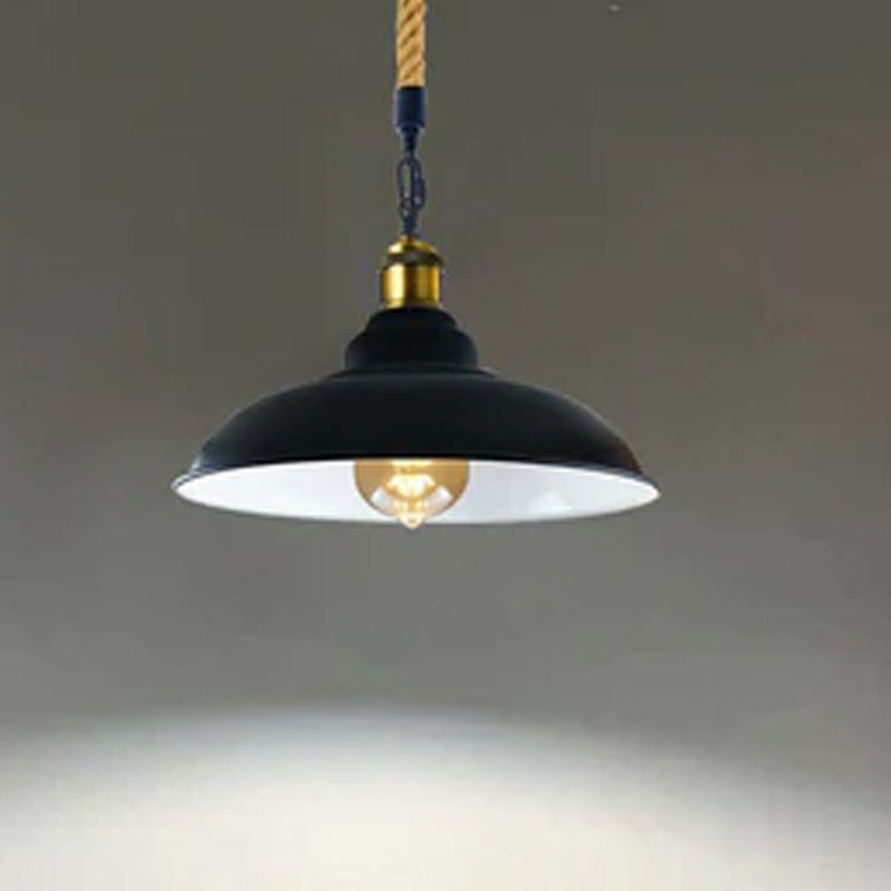 Black Barn Pendant Light with gold holder ~1654