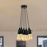 Multi Way Black Modern Ceiling Pendant Fitting LED Light Bulbs Lampshade UK~2257