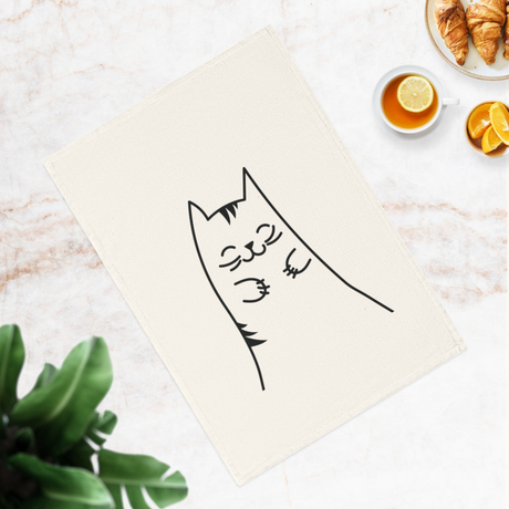 Cat cotton tea towel, 50 x 70 cm, organic cotton