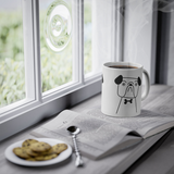 Cute dog Bulldog mug, white, 325 ml / 11 oz Coffee mug, tea mug for kids, children, puppies mug for dog lovers, dog owners