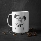 Cute dog Bulldog mug, white, 325 ml / 11 oz Coffee mug, tea mug for kids, children, puppies mug for dog lovers, dog owners