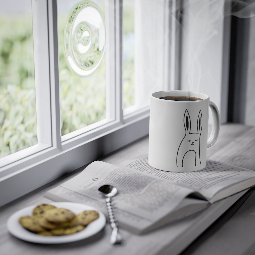 Cute Bunny mug funny rabbit mug, white, 325 ml / 11 oz Coffee mug, tea mug for kids