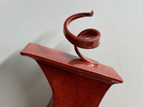 Tall Ceramic Mantel Clock with Enclosed Face - Speckled Red