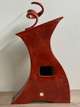 Tall Ceramic Mantel Clock with Enclosed Face - Speckled Red