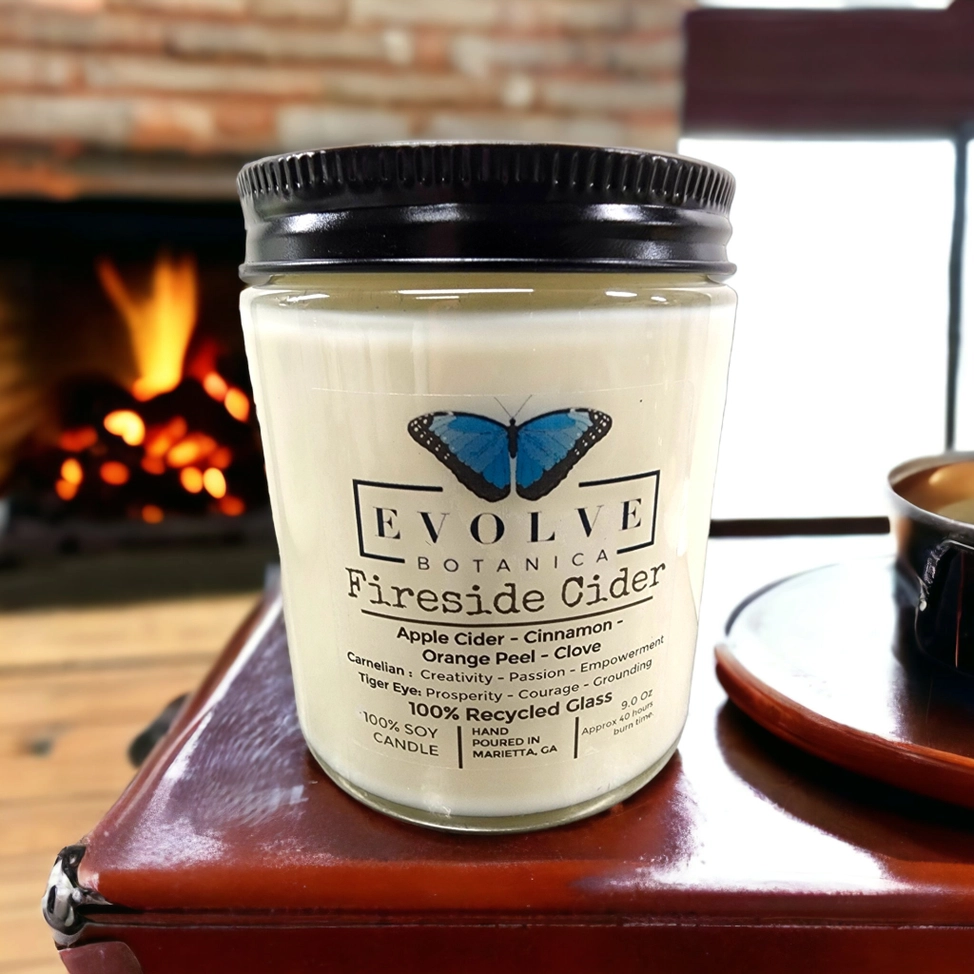 Wood Wick Crystal Soy Candle - Fireside Cider