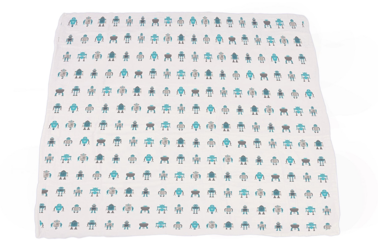 Robots Cotton Muslin Newcastle Blanket