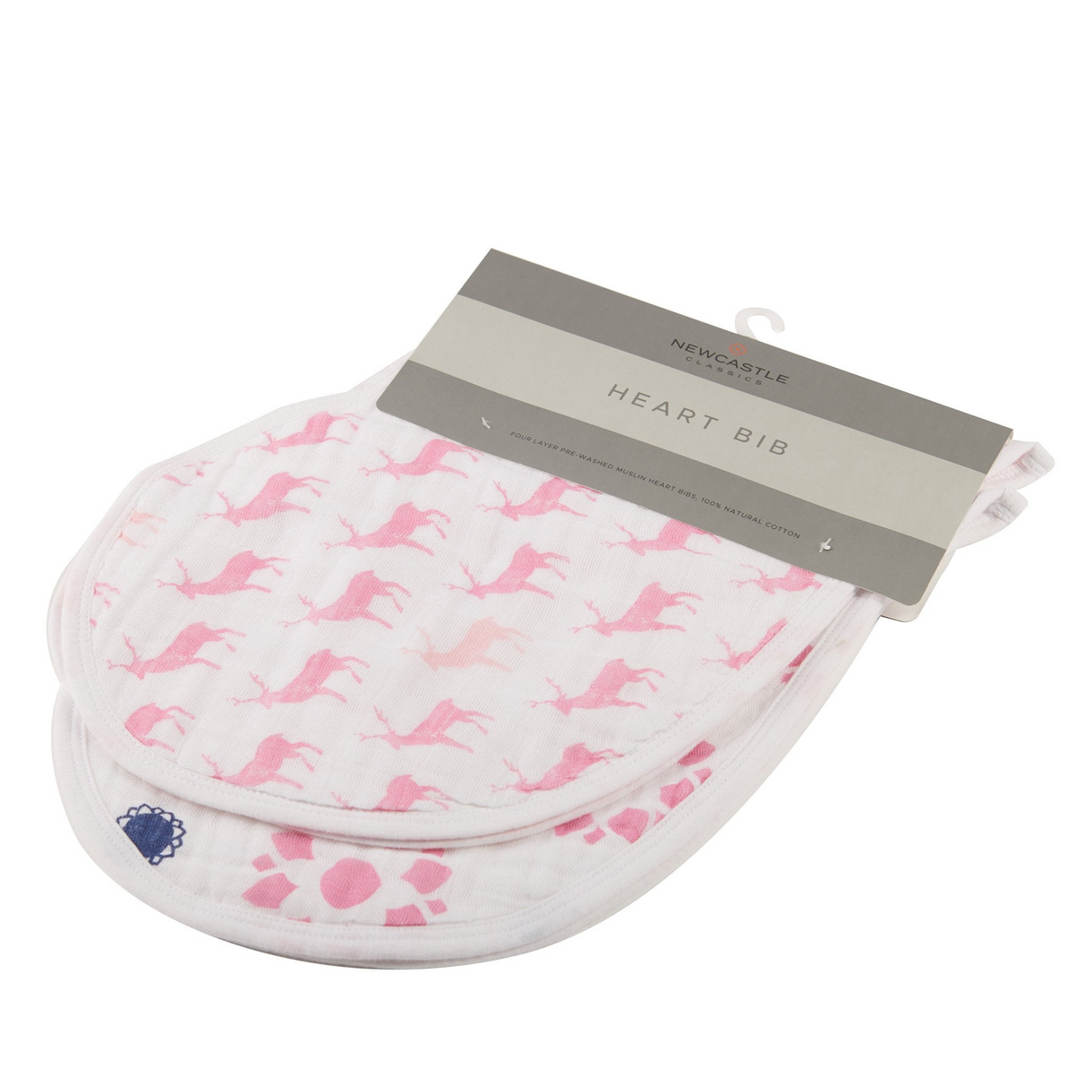 Pop of Pink Cotton Heart Bibs 2PK