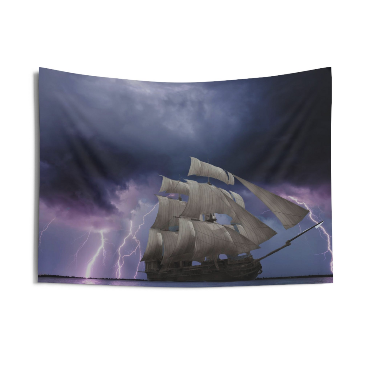 Lightning & Storm ship Tapestry