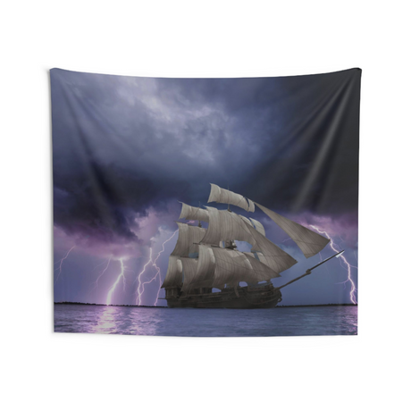 Lightning & Storm ship Tapestry