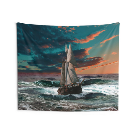 ship in storm Tapestry