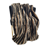 Taupe and Black Wild Wolf Plush Handmade Luxury Faux Fur Throw