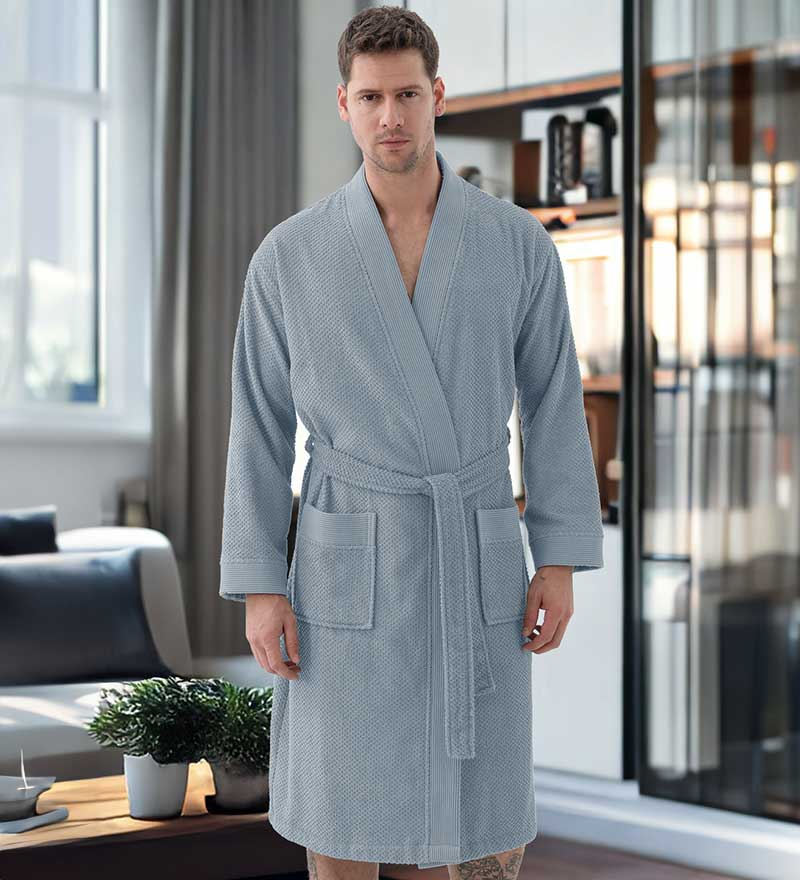 Men's Organic Turkish Cotton Terry Kimono Robe | Terry Cloth Bathrobe