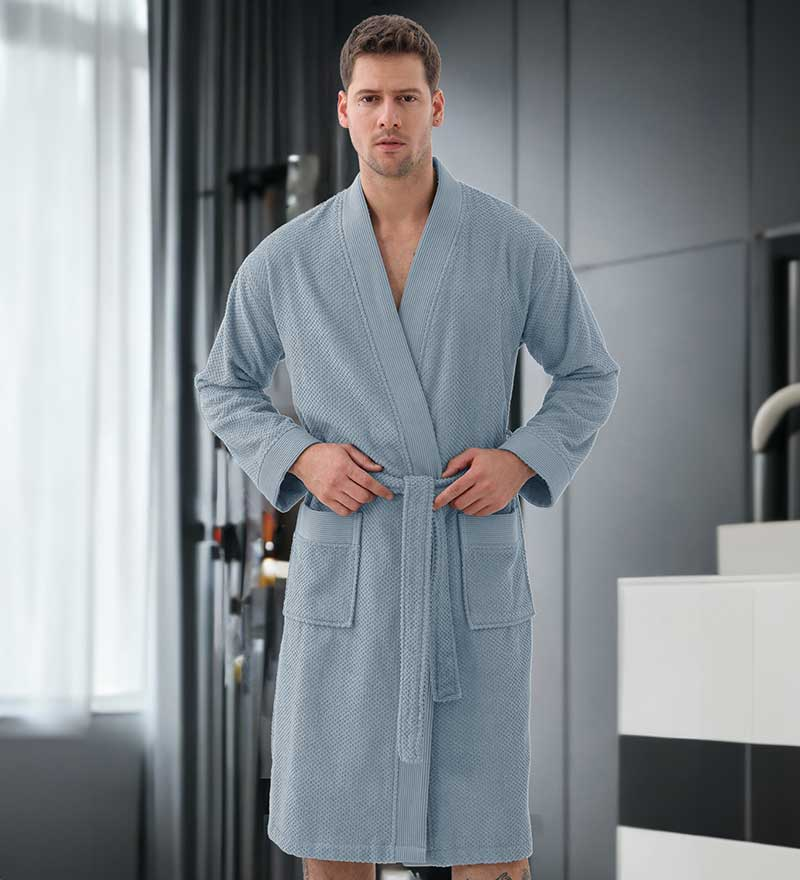 Men's Organic Turkish Cotton Terry Kimono Robe | Terry Cloth Bathrobe