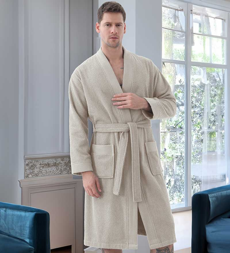 Men's Organic Turkish Cotton Terry Kimono Robe | Terry Cloth Bathrobe