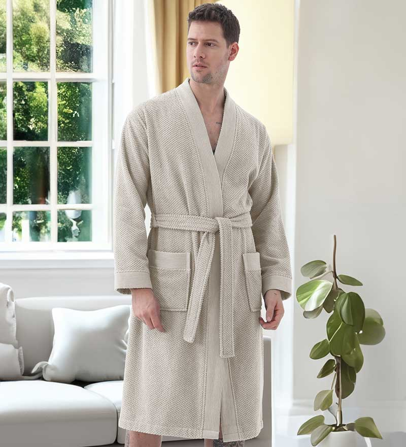 Men's Organic Turkish Cotton Terry Kimono Robe | Terry Cloth Bathrobe