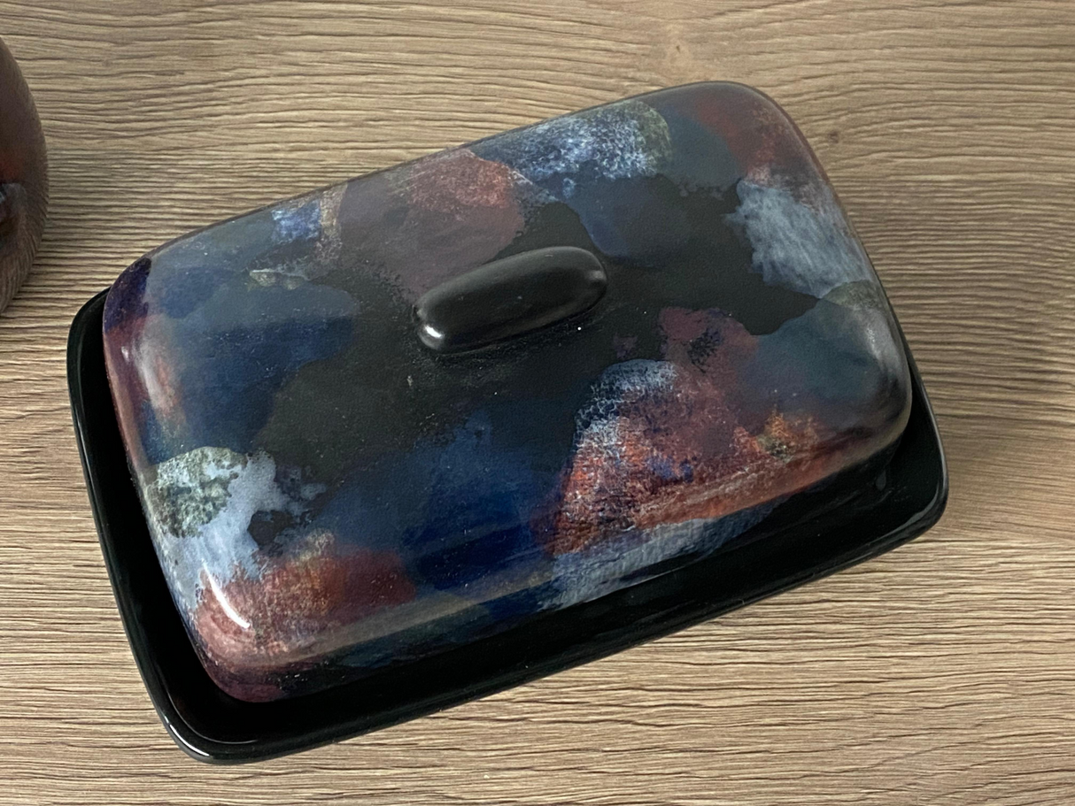 Butter Dish and Sugar Bowl Set - Abstract Glaze