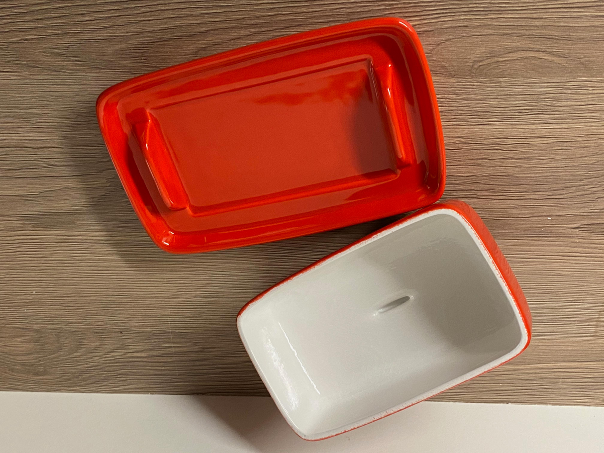 Butter Dish Red Glaze