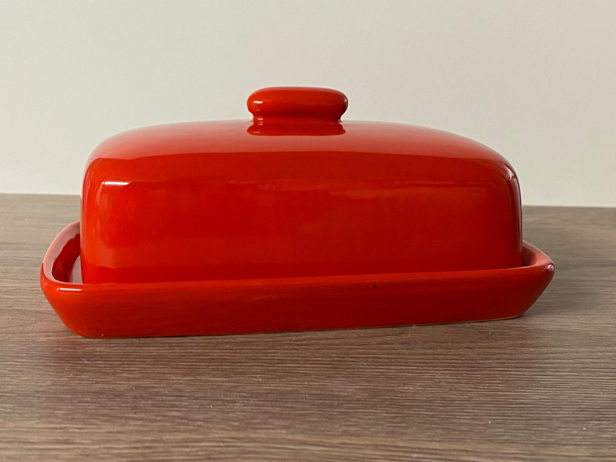 Butter Dish Red Glaze