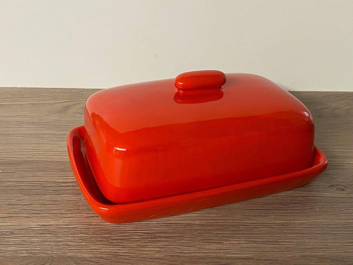 Butter Dish Red Glaze