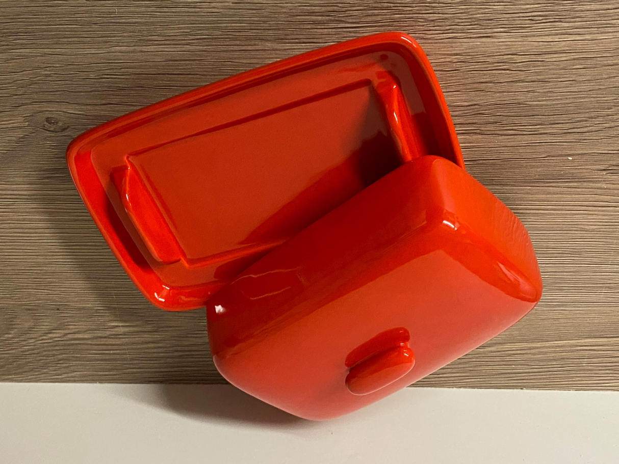 Butter Dish Red Glaze