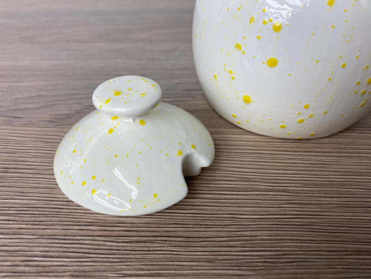 Sugar Bowl White with Yellow Spots