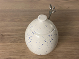 Sugar Bowl with Spoon Light Speckled Blue