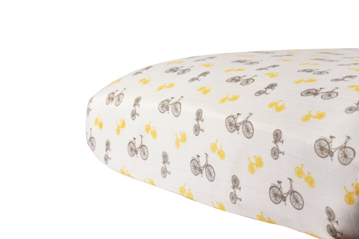 Vintage Bicycle Bamboo Muslin Crib Sheet