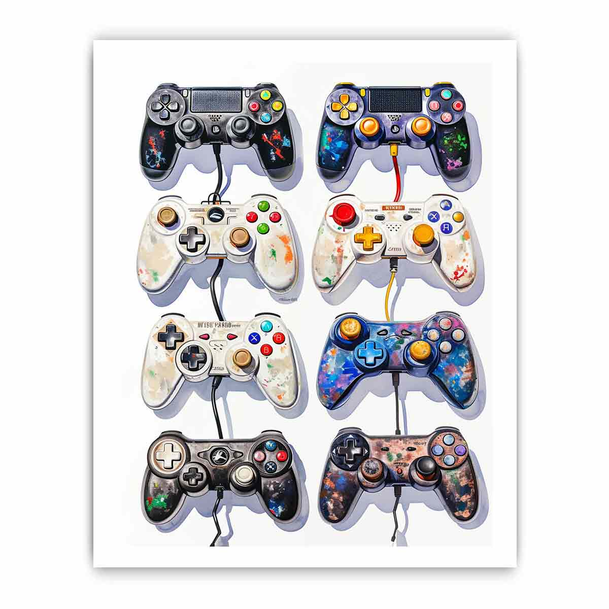 Video Game Controller Evolution Print