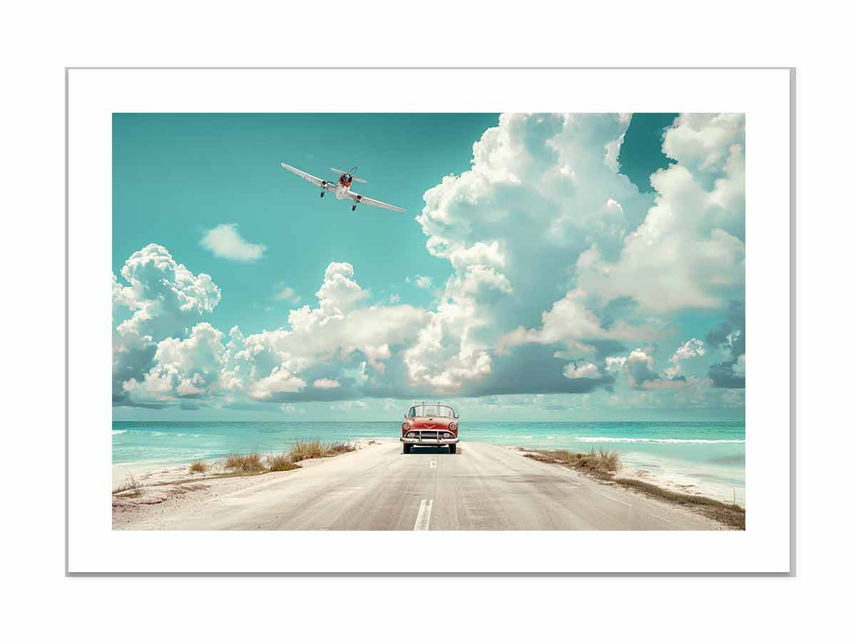 Beach Road Car  Framed Print