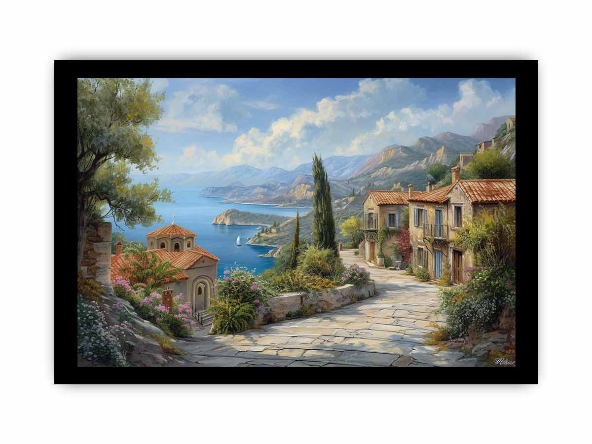 Greek Village Framed Framed Print