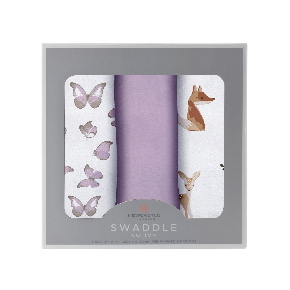 Mountain Meadow Swaddle 3 Pack; Sierra Fox & Butterfly