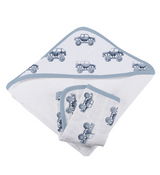 Indigo Monster Trucks Cotton Hooded Towel and Washcloth Set