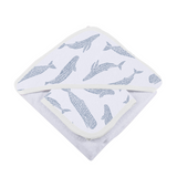 Blue Shadow Whales Bamboo Hooded Towel and Washcloth Set