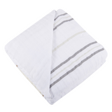 Teddy Bear and Grey Stripe Cotton Muslin Newcastle Blanket