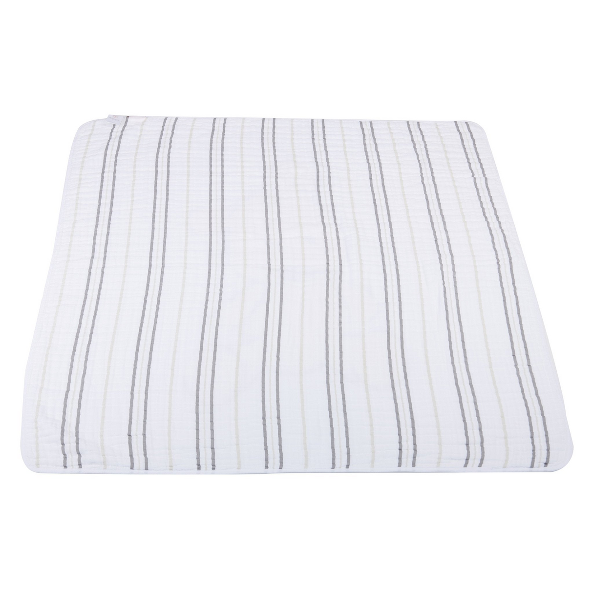 Teddy Bear and Grey Stripe Cotton Muslin Newcastle Blanket