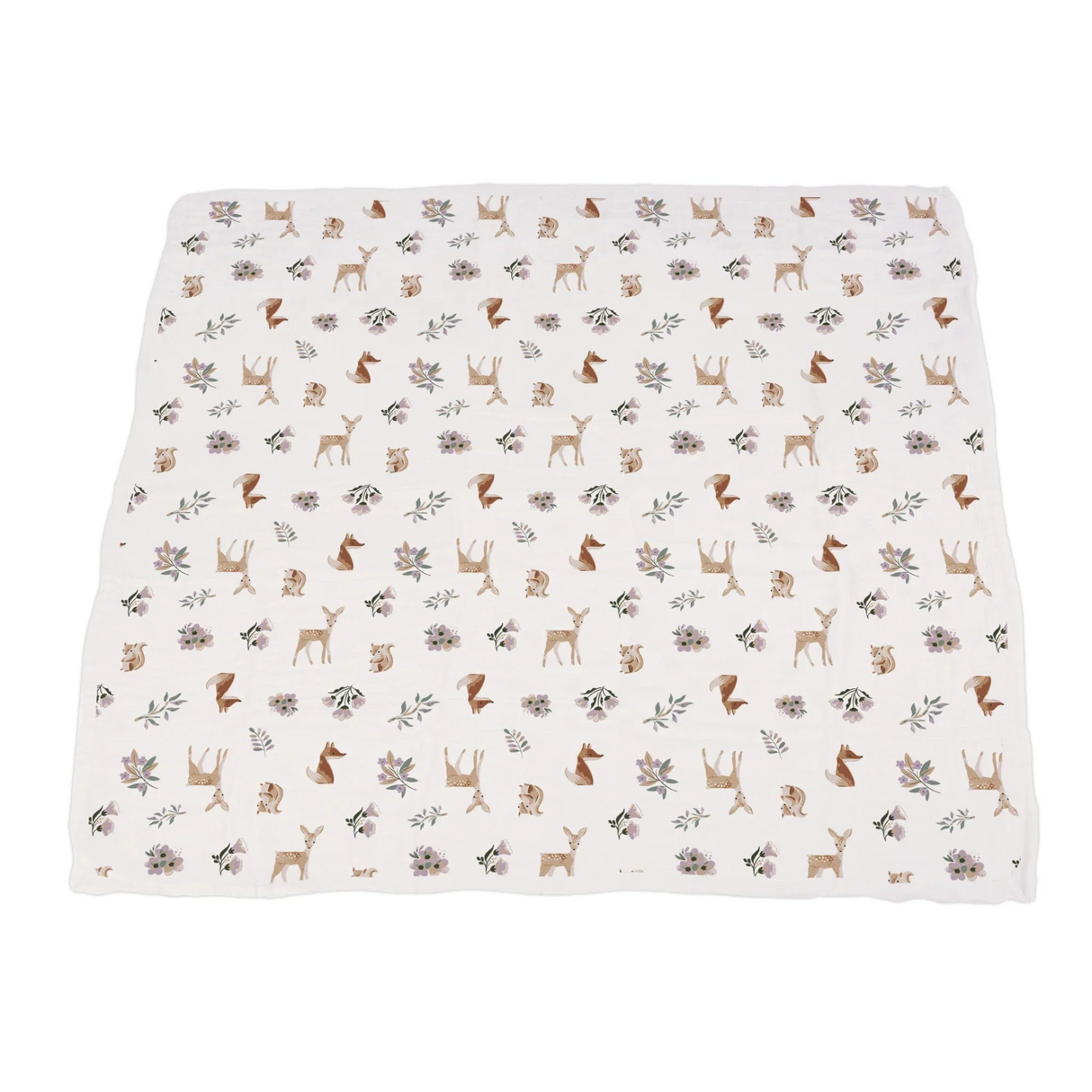 Sierra Fox and Deer and Orchid Lavender Cotton Newcastle Blanket