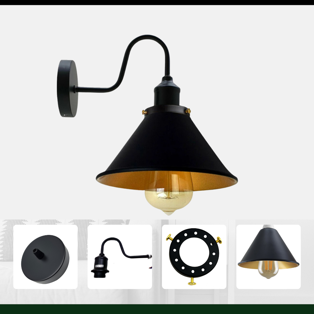 E27 Industrial Metal Wall Light Fitting Vintage Cone shape Wall Sconce~3388