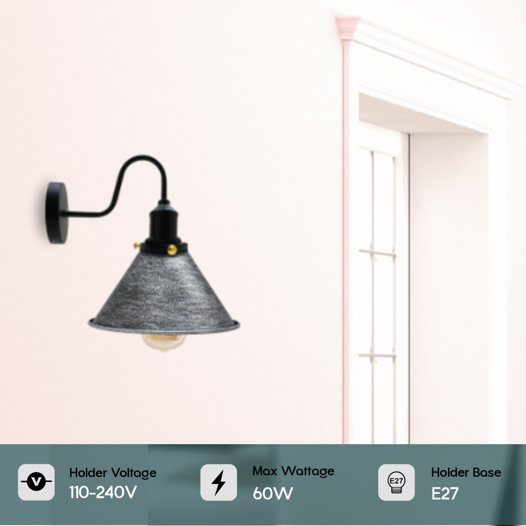 E27 Industrial Metal Wall Light Fitting Vintage Cone shape Wall Sconce~3388