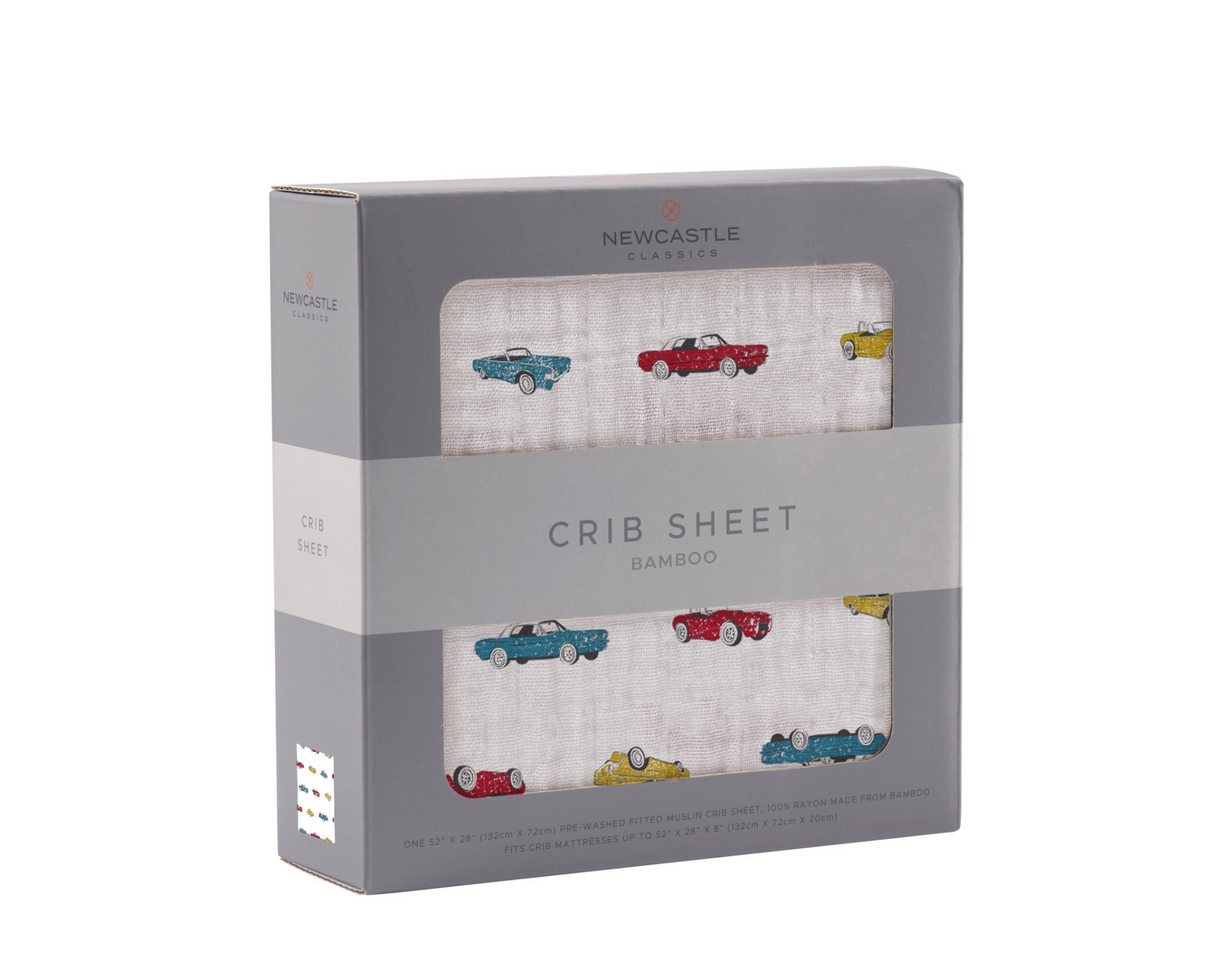 Vintage Muscle Cars Bamboo Muslin Crib Sheet