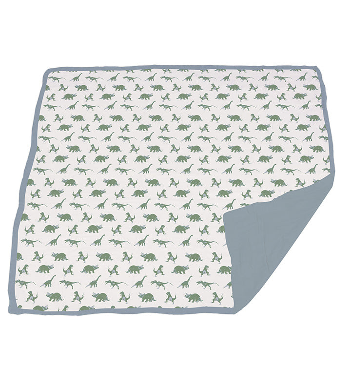 Granite Green Dinosaurs and Blue Fog Cotton Newcastle Blanket