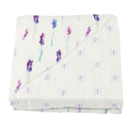 Lavender and Lavender Flower Bamboo Muslin Newcastle Blanket