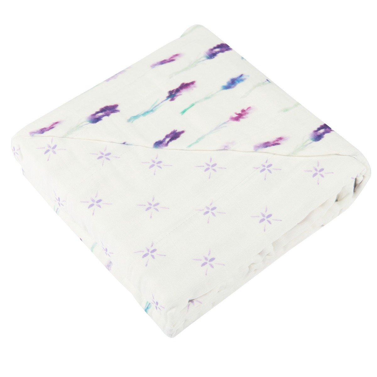 Lavender and Lavender Flower Bamboo Muslin Newcastle Blanket