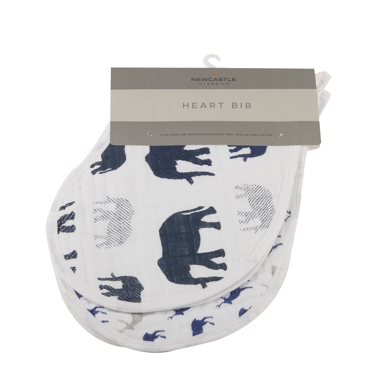 In The Wild Elephant Cotton Burp Cloth Bib 2PK