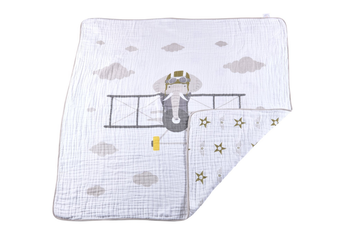 Flying Elephant Cotton Muslin Newcastle Blanket