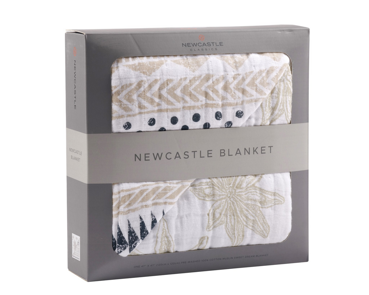 Pyramid And Boho Fields Cotton Muslin Newcastle Blanket