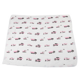 Pink Digger and White Bamboo Muslin Newcastle Blanket